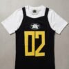 02 Tank in black with yellow 02 print, flat lay